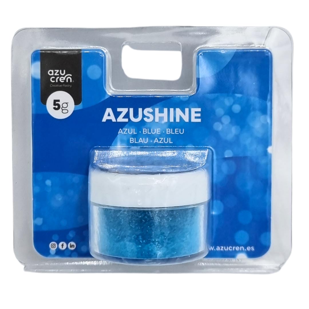 Azucren, Paillette Alimentaire, Paillette Alimentaire cocktail, Poudre Pailletée Comestible, Idéale pour la Décoration de Gâteaux, de Fondants, de Crème au Beurre, 5 Grammes. AZUSHINE (Bleu)