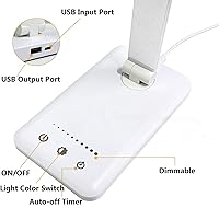 Vista 2 de White crown Lámpara de escritorio LED regulable, lámpara de lectura con puerto de carga USB, 5 modos de iluminación, control sensible, temporizador