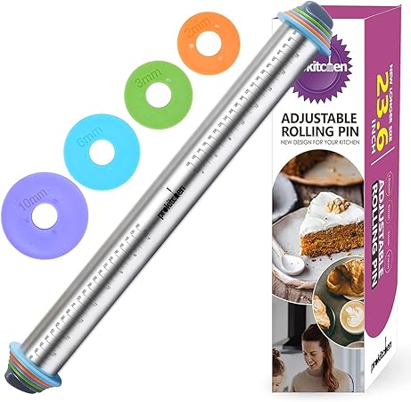 Adjustable Rolling Pin with Thickness Rings