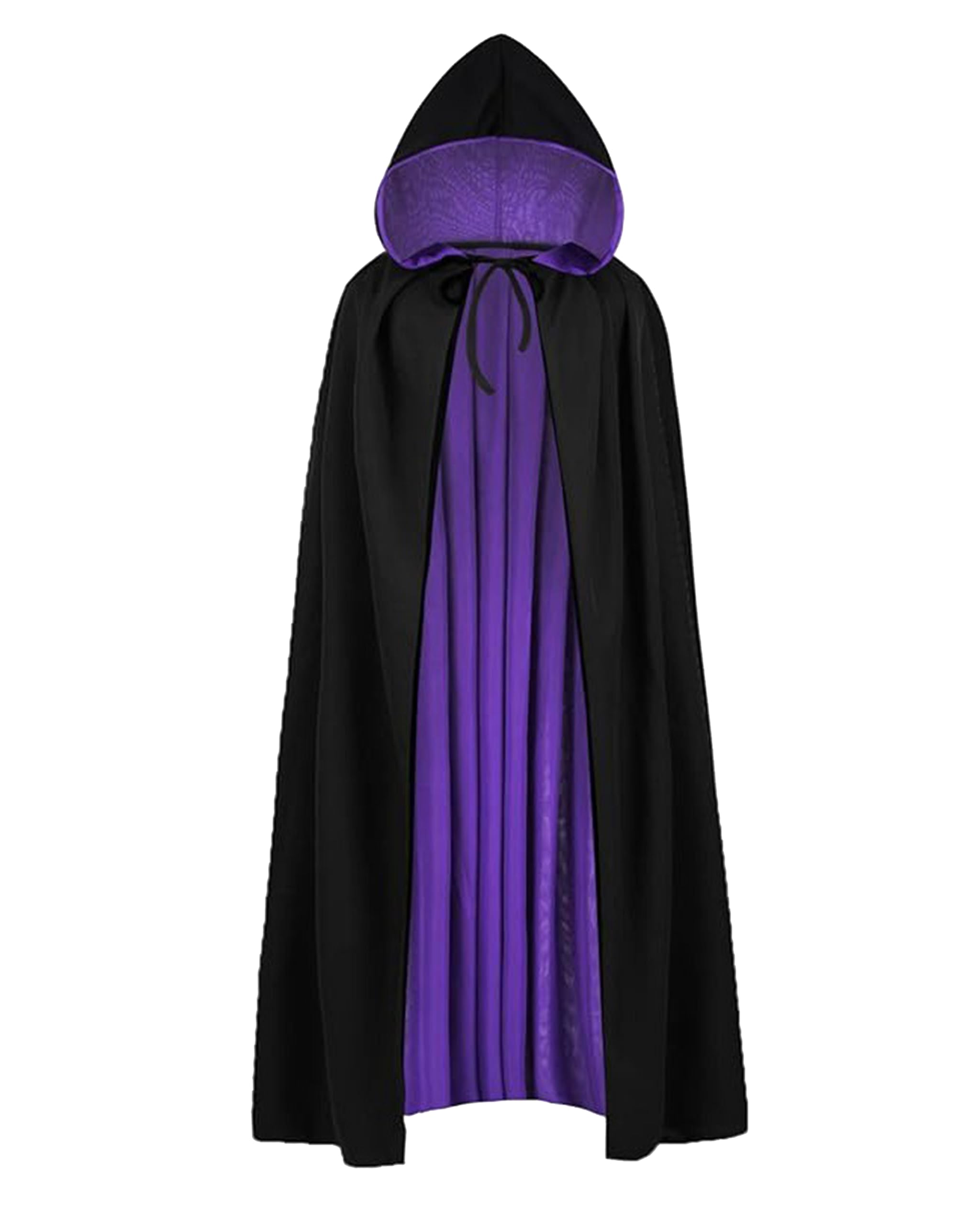 LIKPOJA Halloween Reversible Red & Black Vampire Cloak with Hood Magic Robe Costume Stand Collar Cape Purple with Cloak Wizard Cloak for Adult Devil Cosplay(Bl&P H,120cm) - Image 2