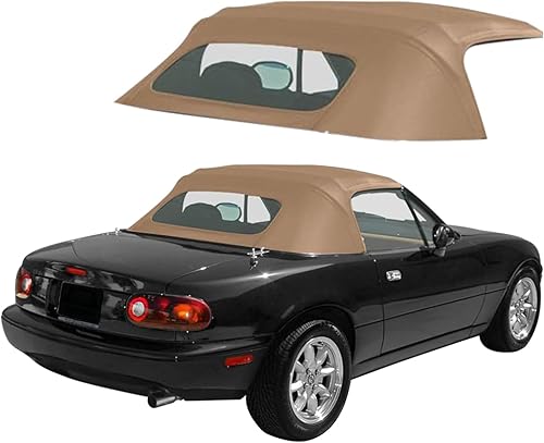 Repuesto de techo de convertible estilo cabrio de fábrica completo de vinilo para Mazda Miata Cabrio con vidrio de plástico transparente, Bronceado