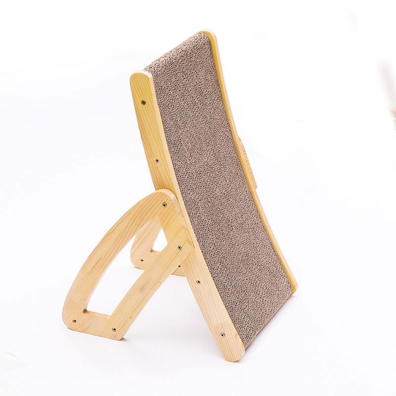 Grattoir pour chat en carton ondulé avec socle en bois massif durable pour griffes