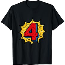 Kids 4th Birthday Spider Theme Party 4 Year Old Boys Youth T-Shirt