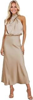 Satin Summer Formal Dress for Women Sleeveless Wedding Guest Cocktail Party Dresses Date Night