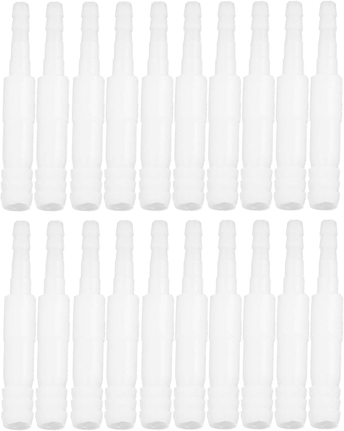 Yctze 20pcs Aquarium Hose Adapter - 4mm to 8mm PVC Air Valve Tube Connector Converter Straight Clear White Plastic Inline Tubing for Easy Water Pipe Connection
