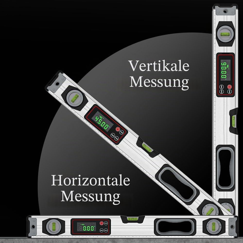 Professioneller magnetischer Winkelsucher – Digitaler Neigungsmesser mit akustischem Alarm, starke V-Nut-Magnetbasis, ± 0,1° Genauigkeit für Metallbearbeitung und Bau, 60 cm