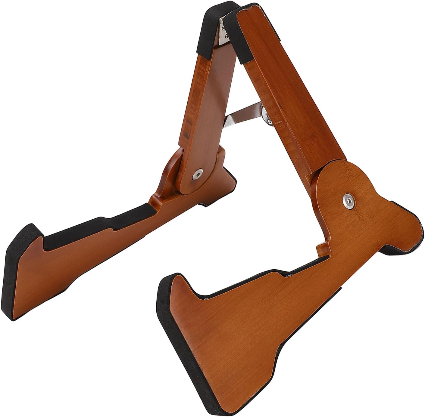 Wood Guitar Stand Floor Folding A Frame with Non Slip Rubber, Solid Mahogany Acoustic Classical Guitar Holder, Fully Assembled for Home Studio and Travel Use