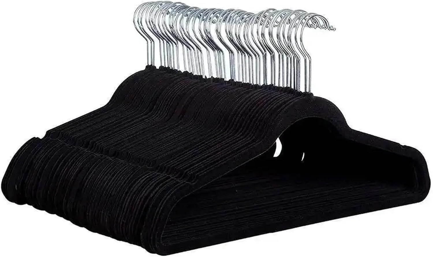30pcs Non-Slip Velvet Suit Hangers Ultra Thin Space Saving 360 Degree Swivel Hook(Black)