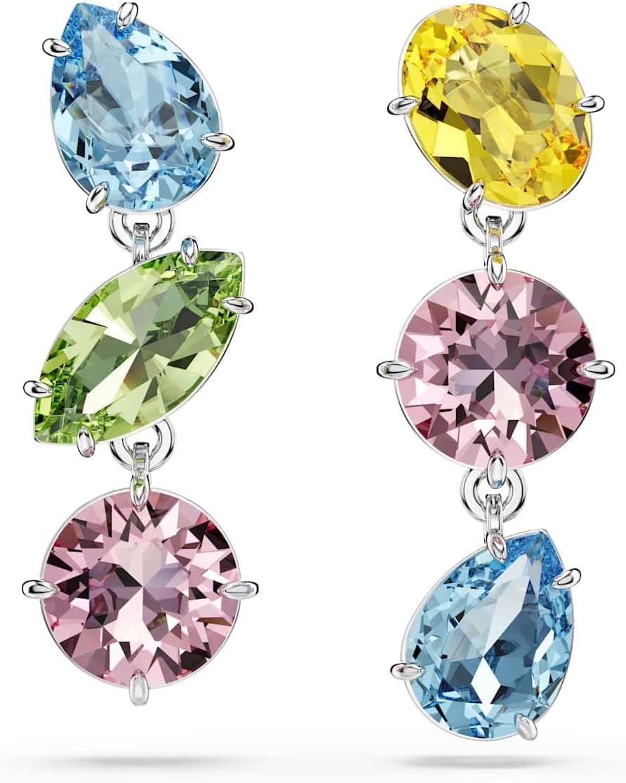 Rhodinierte, Ohrringe mit Rosafarbenen Swarovski Kristallen