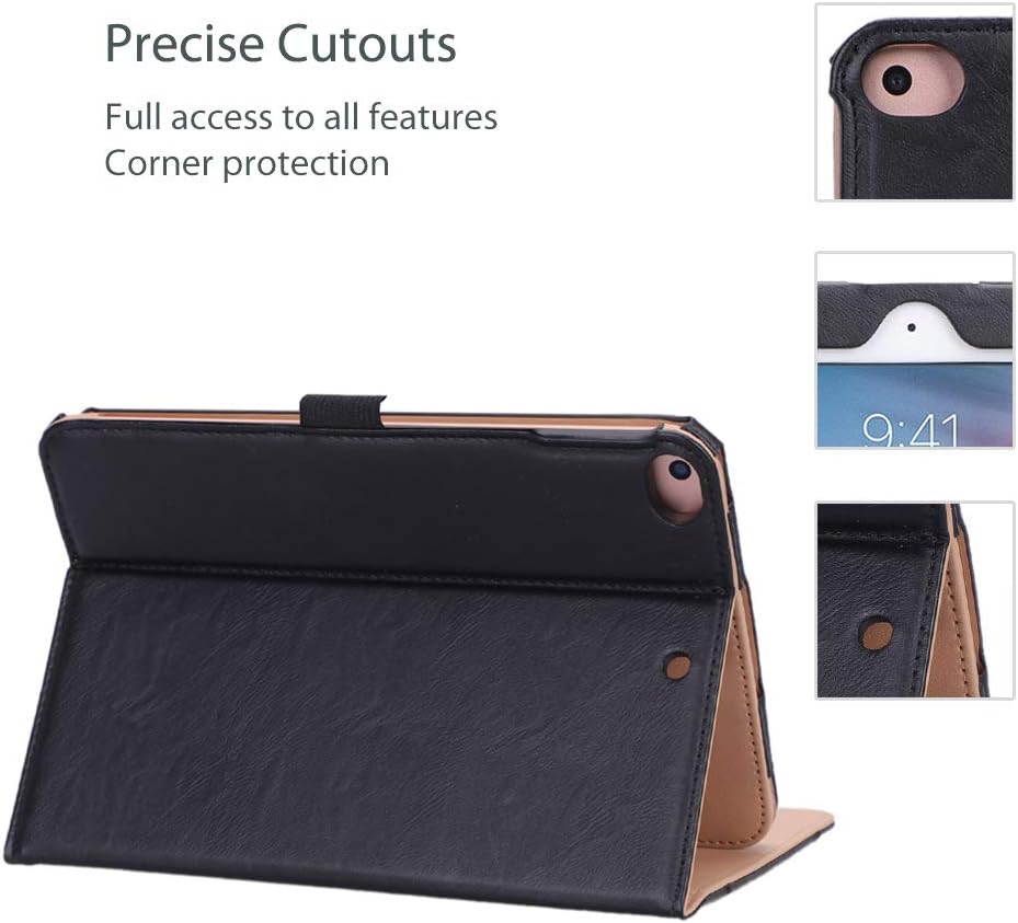 ProCase iPad Mini 5 Case 2019/ iPad Mini 4 Case 2015, Vintage Stand Folio Case Smart Cover for 7.9 Inch Apple iPad Mini 5th Generation 2019/ iPad Mini 4, with Auto Sleep/Wake -Black