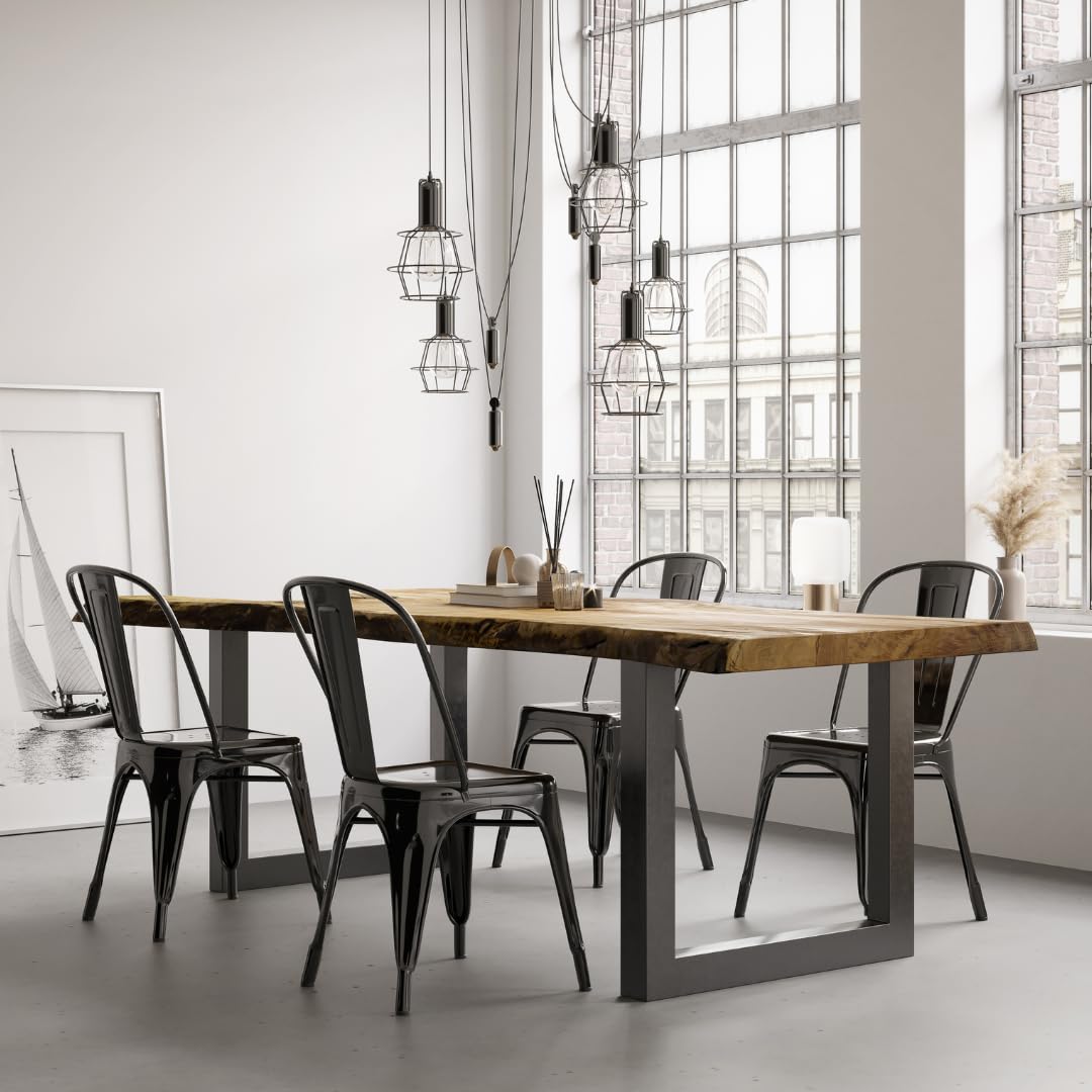 GTV - Patas de Marco Industria, rectángulo, Altura = 710 mm, Ancho = 820 mm, Perfil 80 x 20, Acero, Negro - Patas de Mesa de Metal - Soporte para Respaldo DIY Mesa de Comedor, Escritorio, Mesa de