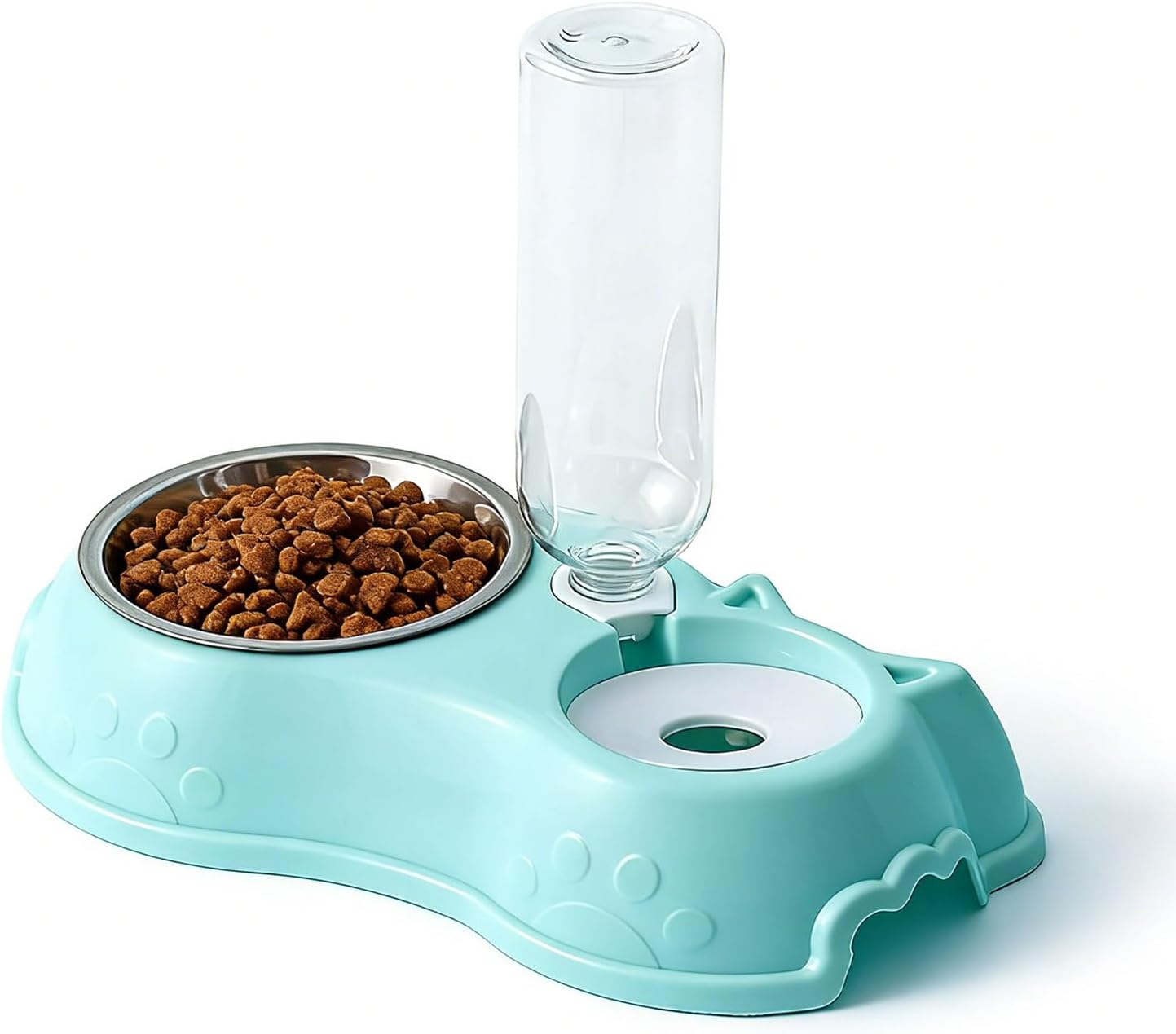 J&L VVMEET Cat Bowls Food and Water Bowl Set with Automatic Water Dispenser | Dog Bowls Detachable Stainless Steel Food Bowl Gravity Pet Feeder and Waterer Set for Cats and Small Dogs Puppy Rabbit