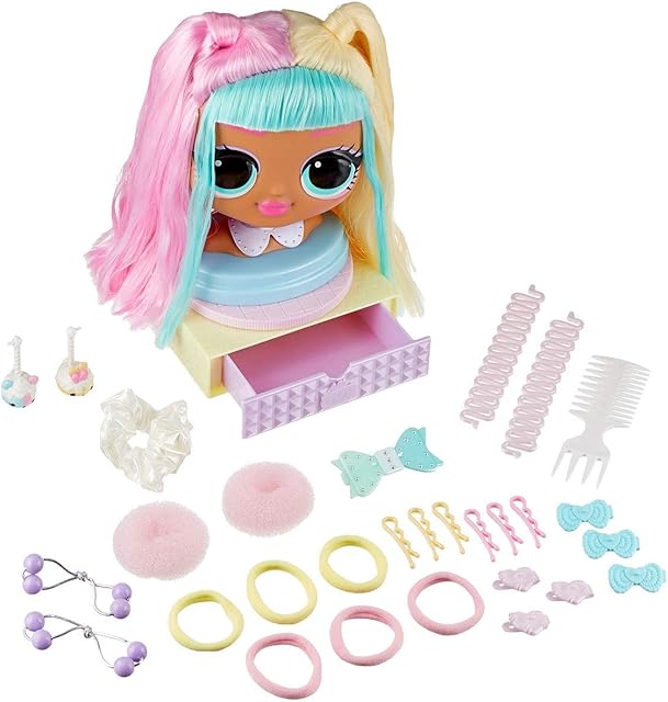 LOL Surprise OMG Styling Head with Rooted Hair for Endless Styles - 30 Surprises and Accessories - Candylicious
