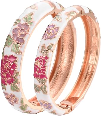 UJOY Cloisonne Bangles Gorgeous National Floral Panda Set Enameled Plated Handcrafted Bracelets Jewelry Gifts 55C43