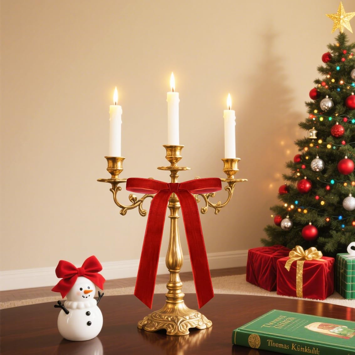 Senjie 24Pcs Christmas Velvet Bows for Tree, Vintage Ribbon Bows Ornaments for Garland Wreath Gift Wrapping Treat Bag Bakery Candy Bags DIY Crafts Holiday Decor (Red, 5" x 7", Width of 1") - Image 7