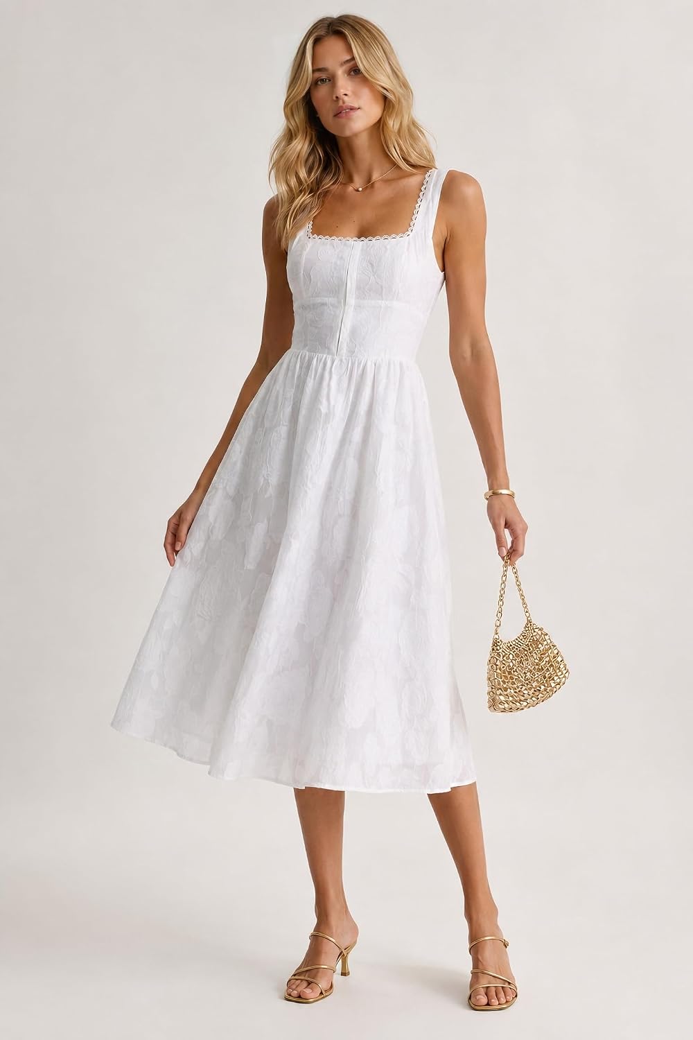 RIHOAS Summer Floral A-Line Midi Sundress - Women's Short Sleeve Semi-Formal Dress for Wedding Guest Party Vacation image 2