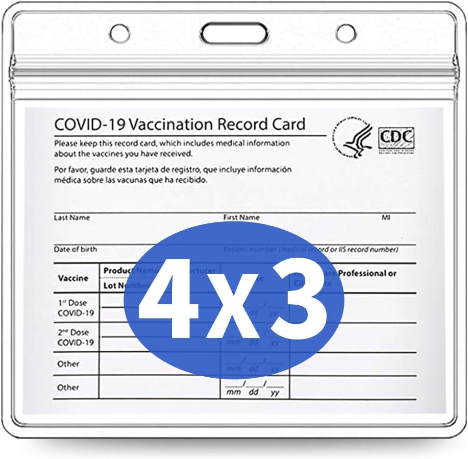 CDC Vaccination Card Protector 4x3 Inches CDC Immunization Record Clear
