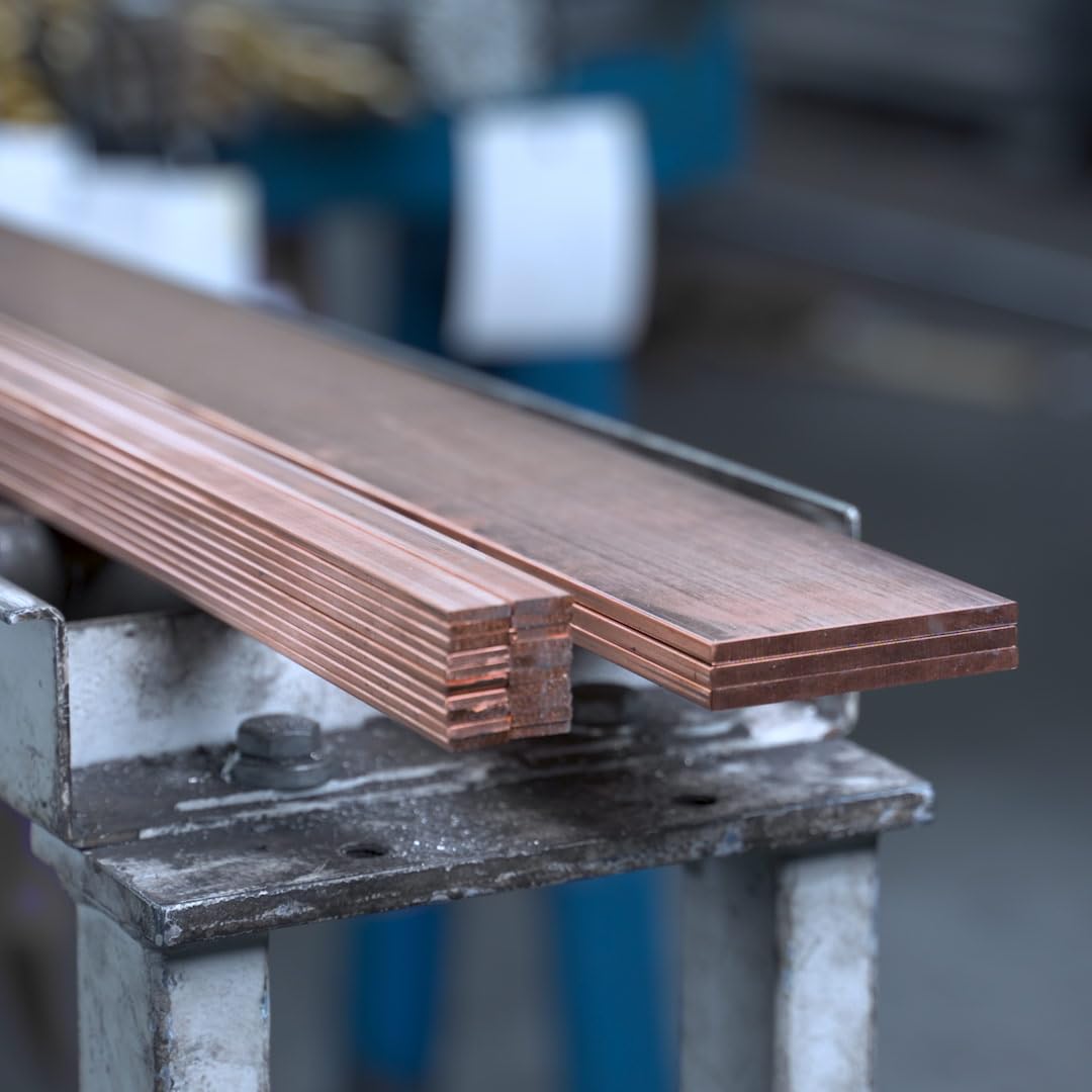 thyssenkrupp Kupfer Flachprofil – Kupferstange Flachstange Flachmaterial – CW004A Cu-ETP R250 halbhart rundkantig – 20 x 5 mm, 1500 mm Länge