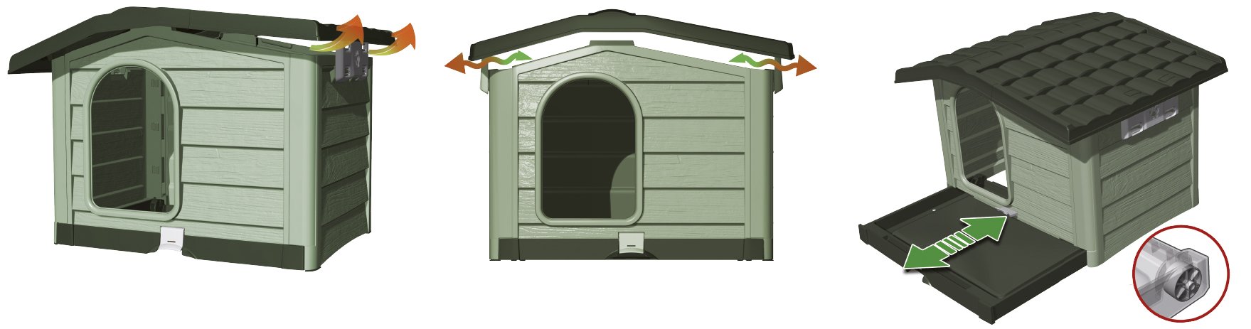Bama Bungalow Cuccia, Verde, 89x75x62 cm