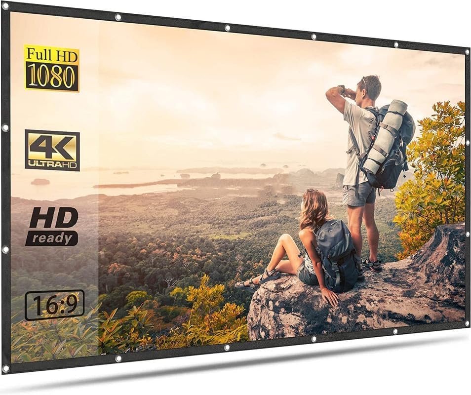 Image of 165 inch Inch Projector Screen Upgraded inch 16:9 HD Portable Eyelet Screen Premium Indoor Outdoor Anti-Crease Projection (144 inch Inch (W) x 81 inch Inch (H) - 165 inch Inch Diagonal)