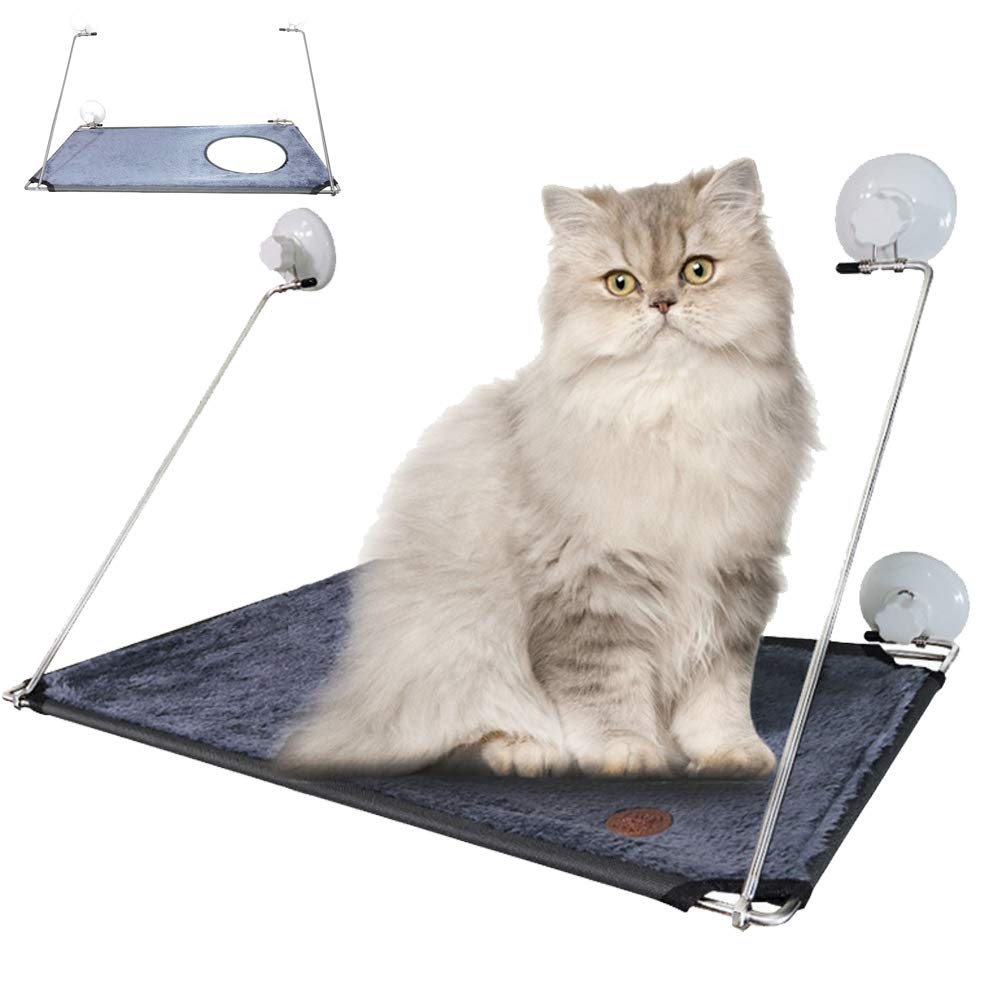 Brandina Gatto da Finestra,Sunny Seat Window Cat Trespolo Letto Amaca per Gatti con Ventose Resistenti, Telaio Metallico Stabile, Regge Fino A 7.5 kg, Facile da Installare