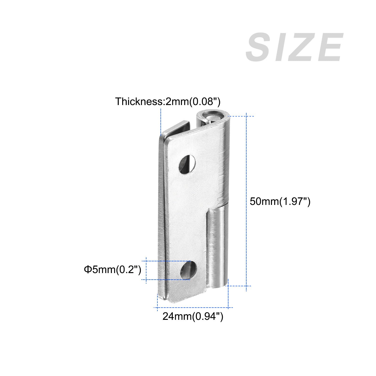 METALLIXITY Lift Off Hinge (50mm/2") 4Pcs, 304 Stainless Steel Left-Handed Slip Joint Small Flag Hinges - for Cabinet Door Silver Tone - Image 2