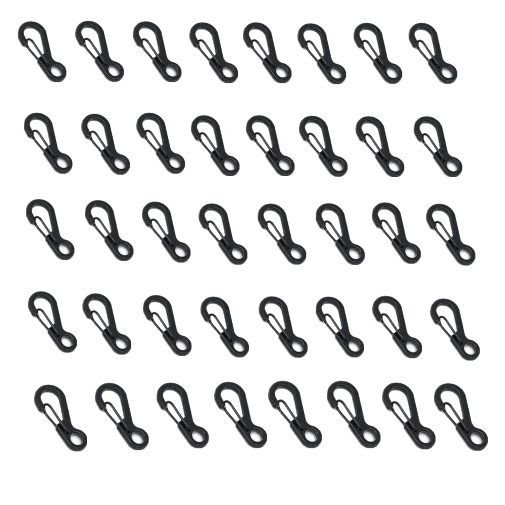 40 PCS Mini Carabiner Black SF Carabiner Clips SF Tiny Carabiner Set Spring Snap Clip Hooks Spring Snap Keyring Hooks for Camping Travel Hiking Outdoor