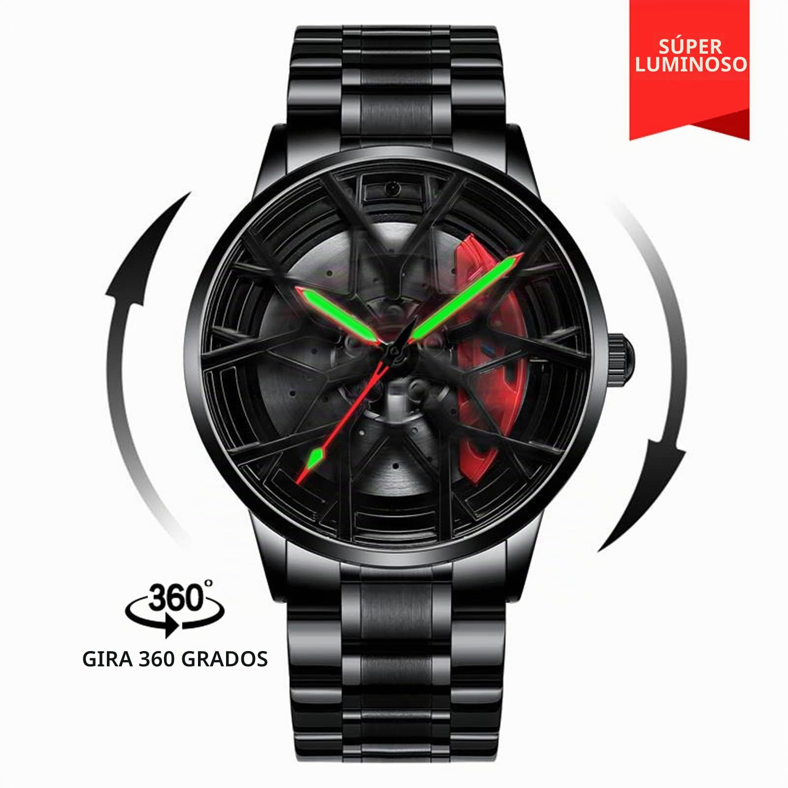 Mihawk X-M8 Reloj Hombre Diseño Llanta 3D Giratorio, Reloj Cuarzo