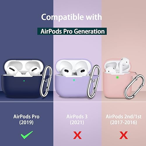 Miniatura 2 de R-fun Funda para AirPods Pro Generation con kit de limpieza, silicona protectora completa para Apple AirPods Pro 2019, LED frontal visible, azul