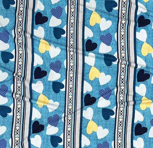 Image of BSB HOME 100% Cotton Double Bed Bedsheet Set | 144 TC Soft & Breathable | Blue & White Heart Print with 2 Pillow Covers | Wrinkle Free | for Bedroom & Gifting (90 x 90 Inches)
