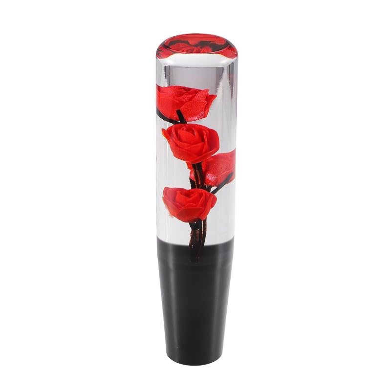 Manopla de Câmbio Motoforti com Design de Flor, Acrílico Vermelho, 19 cm
