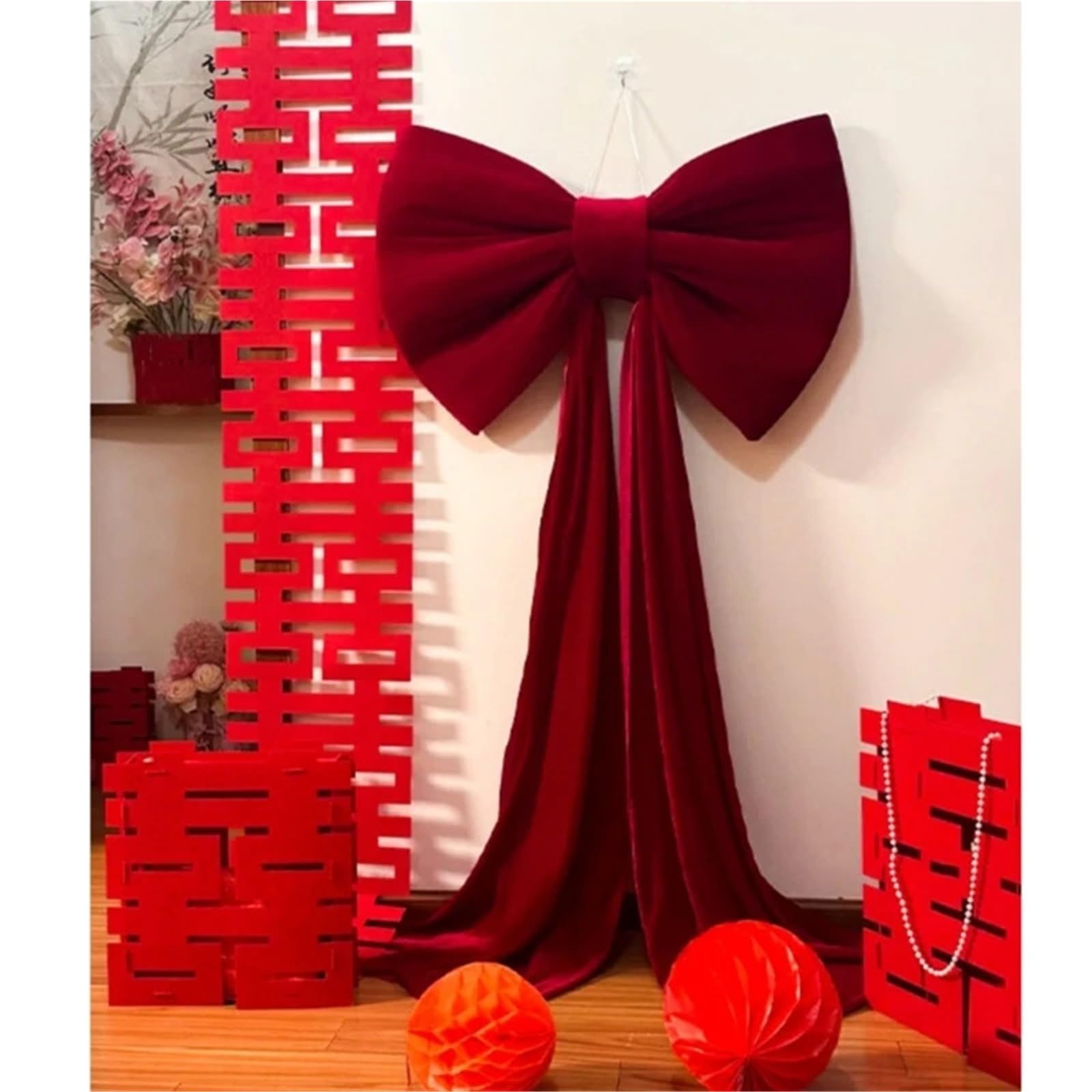 Riesenschleife,Geschenkschleife Groß Übergroße Rote Plüschschleifen, Dekoration for Hochzeiten Und Partys, Kulisse, Weihnachtsbaum, Wanddekoration, Ornamentband(B)