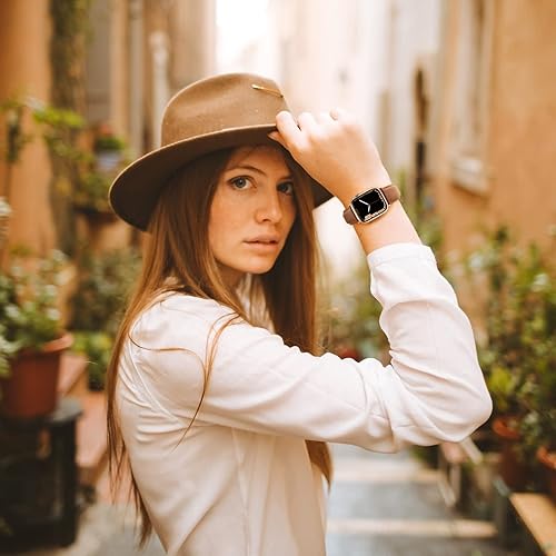 Miniatura 7 de Eyamumo Correas de cuero compatibles con Apple Watch Band 1.496 in 1.575 in 1.614 in, correa de repuesto de cuero genuino compatible con Apple Watch