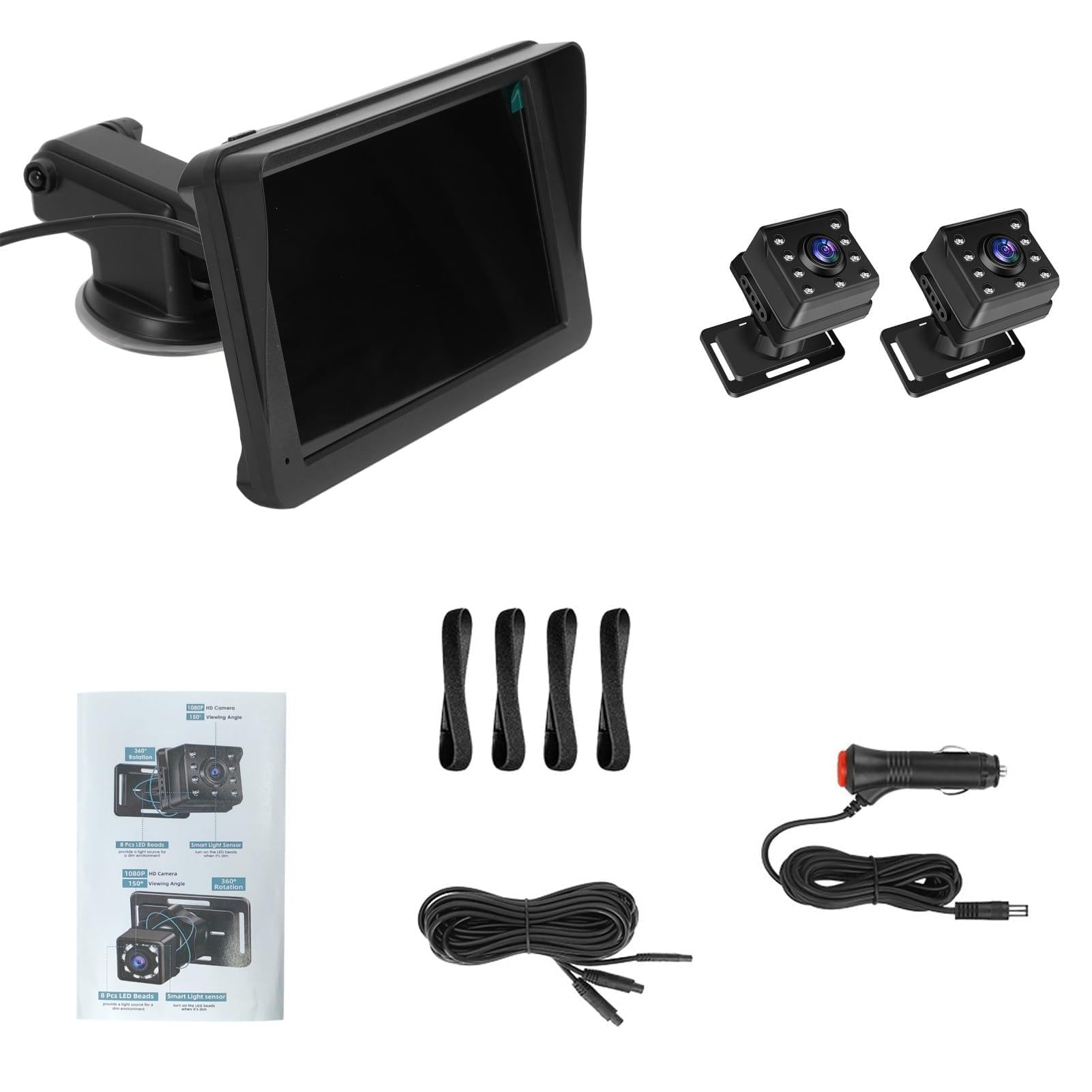 baby car camera, 7 inch 1080p dual channel baby monitor with infrared night vision and 150° wide angle for backward facing seat