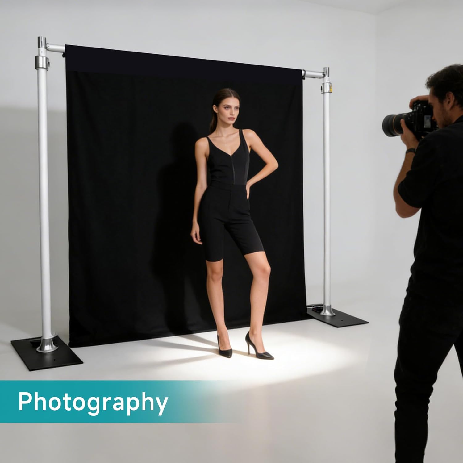 Ambitful Backdrop Stand Heavy Duty, 10x10ft Pipe and Drape Frame Kit with Single Crossbar, All-Metal Adjustable Height & Width for Wedding, Party, Birthday, Photography,Events, 10X10FT Single Crossbar