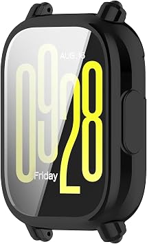 Redmi Watch 5 ile Uyumlu Kasa Ve Ekran Koruyucu 360 Tam Koruma Silikon Kılıf (Siyah, Lite)