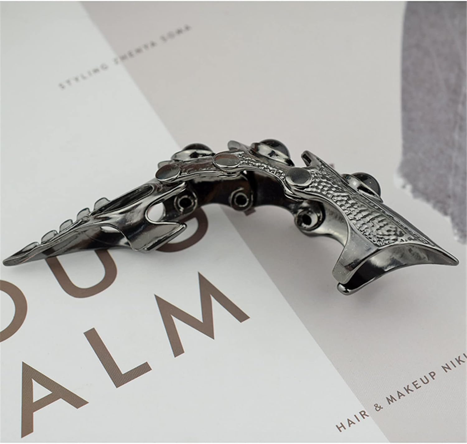 2Pcs Punk Full Armor Knuckle Joint Claw Finger Ring Set for Men Women Jewelry Gift Gothic Beaded Hinged Ring Halloween Cosplay Party Costume Accessory - Image 5