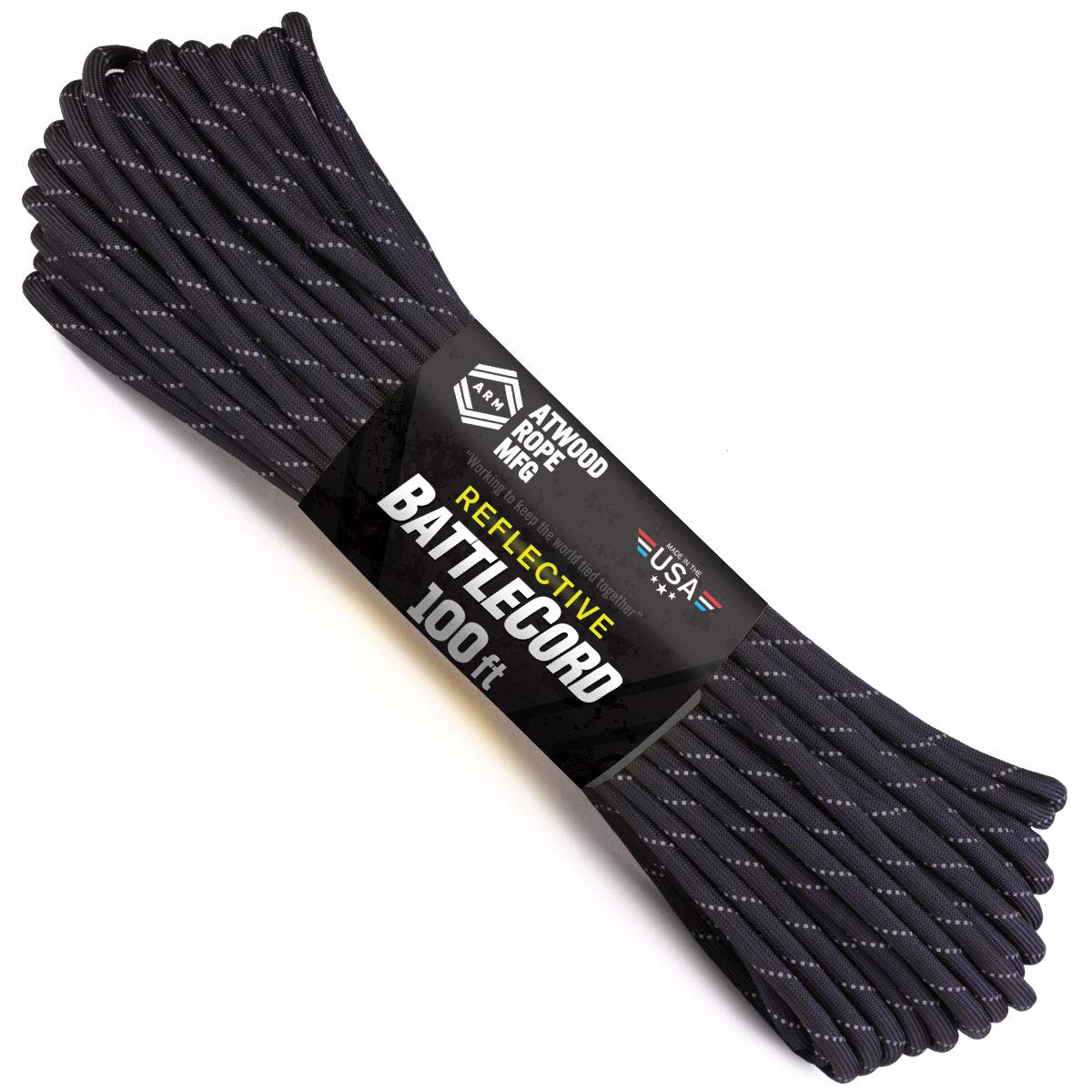 Atwood Rope Mfg Black,Variety Of Colors Battlecord, 5.6Mm, 2650Lb Tensile Strength, Polyester, Heavy Duty, Black, 50Ft