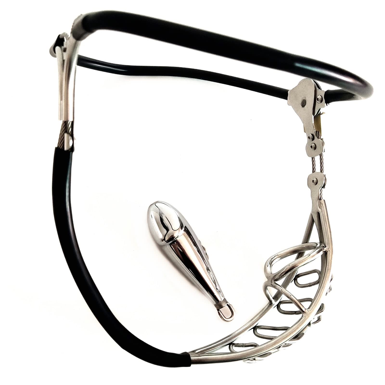 Cintura di Castità Maschile, Design Leggero da 60~150 Cm Acciaio Inossidabile Cage di Castità Maschile con Plug Anale Staccabile, SM Bondage Fetish Toys Giocattoli per Coppie Set,60~90cm,Black