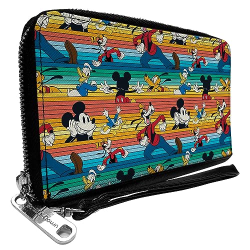 Buckle-Down Women's PU Zip Around Wallet Rectangle-Mickey and Friends, 7.5