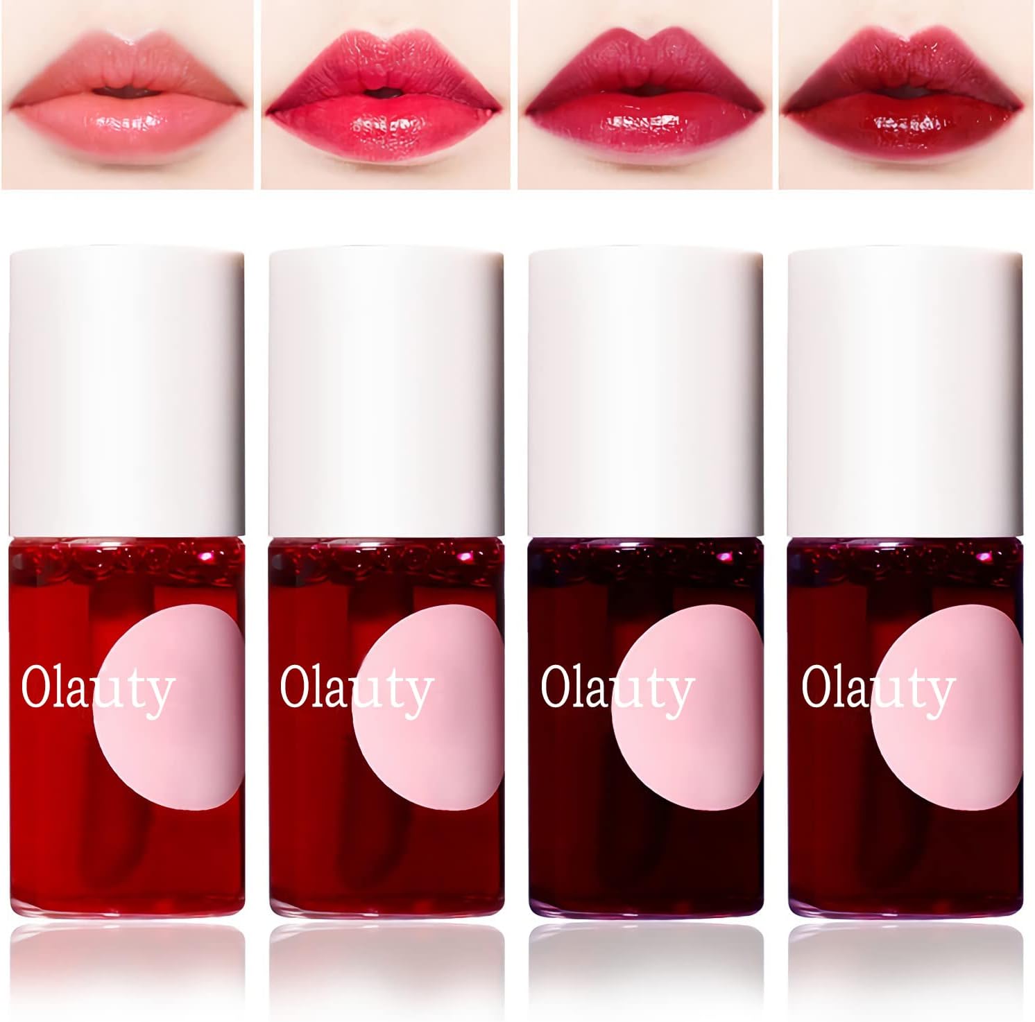 4 Colors Lip Tint Stain Set, Watery Lip Tint Mini Liquid Matte Lipstick, Lip Stain Long Lasting Waterproof, Korean Lip Gloss Moisturizing Natural, Multi-Use Lip and Cheek Tint, Lightweight Non-sticky
