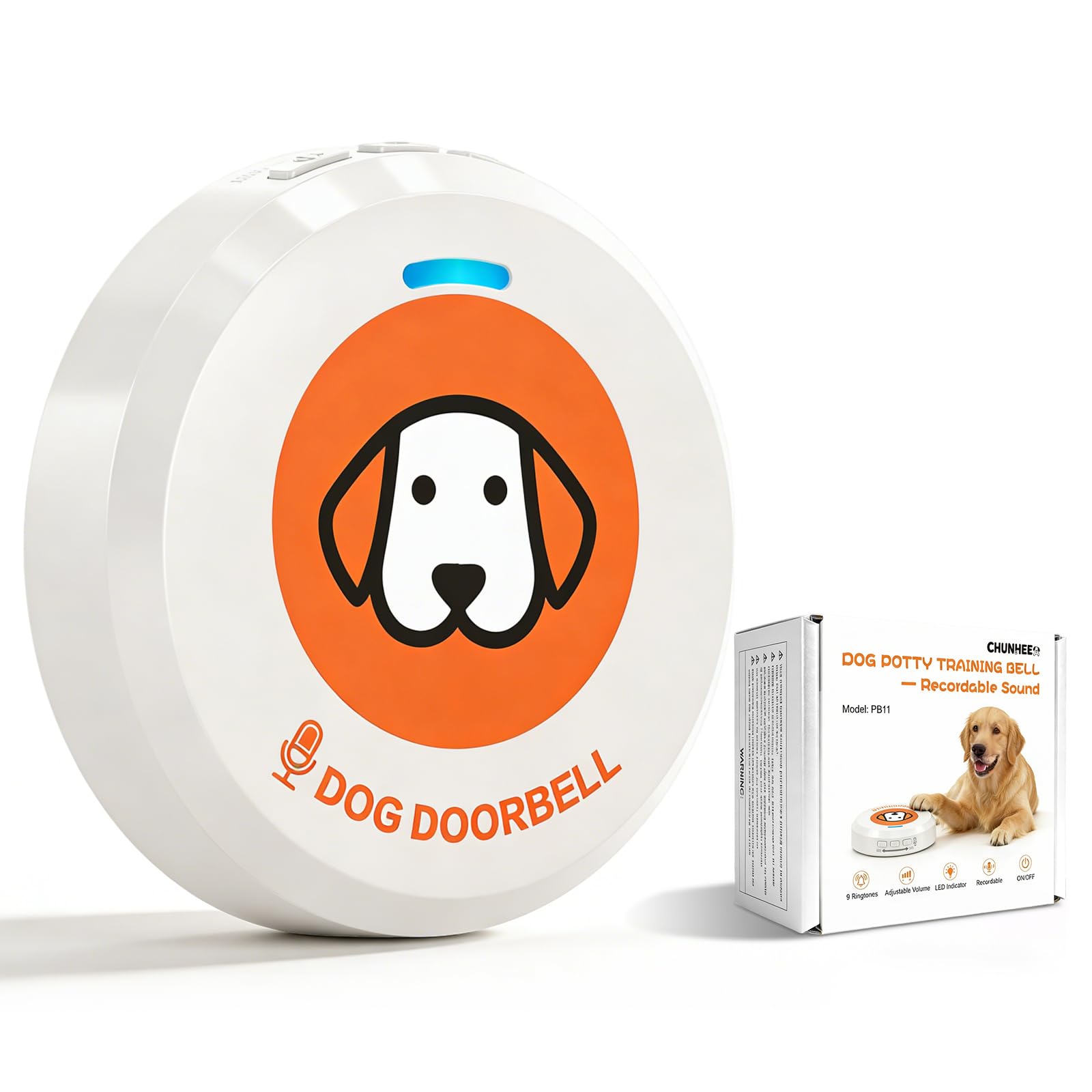 ChunHee Recordable Dog Bells Toilet Training Touch-Activated Dog Doorbell, Adjustable Volume – Toilet & Outside Training Bell for Puppy or Senior Dogs(2 AAA Batteries Included)