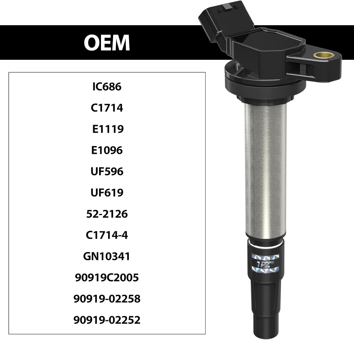 1PZ UFC-D8K Ignition Coil Pack UF596 and Iridium Spark Plugs 93501 Set of 4 Replacement for Toyota Prius Corolla Matrix V CT200H XD 1.8L L4 Compatible with 90919-02258
