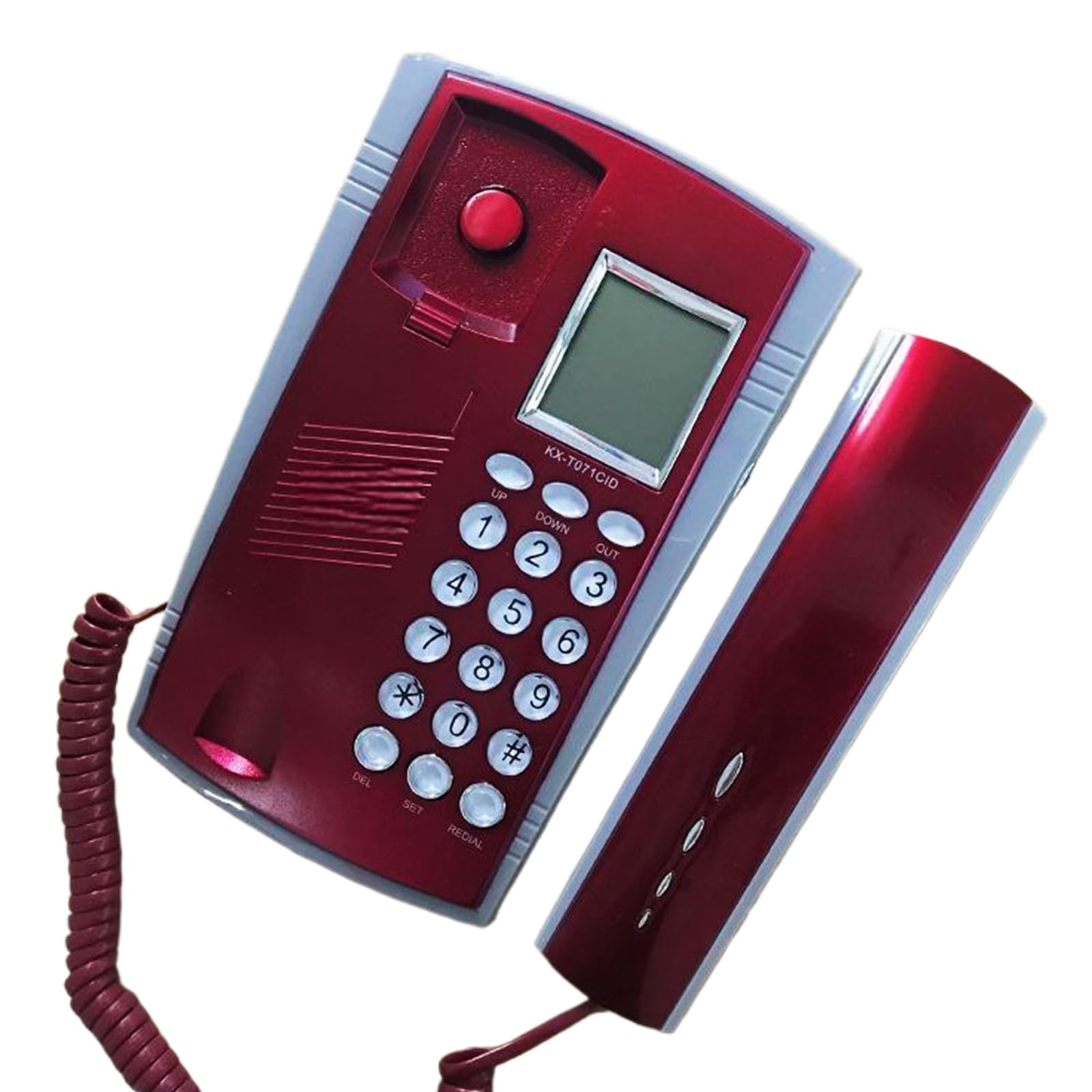 KX~071 - Telefono con cavo con display LCD, supporto da parete per telefono fisso e telefoni da tavolo, display LCD e Redail