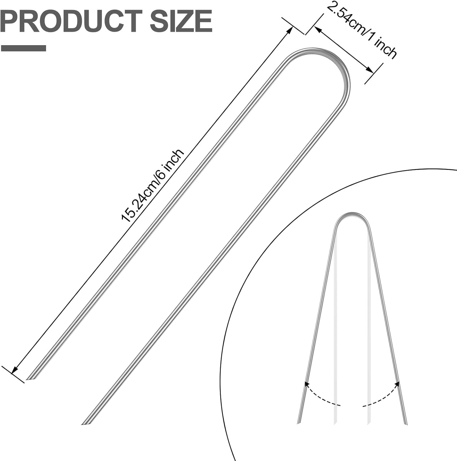 TQVAI 300 Pack Landscape Staples, 6 Inch 11 Gauge Garden Stakes, Galvanized U-Shaped Pins for Weed Fabric, Fence, Lawn, Yard