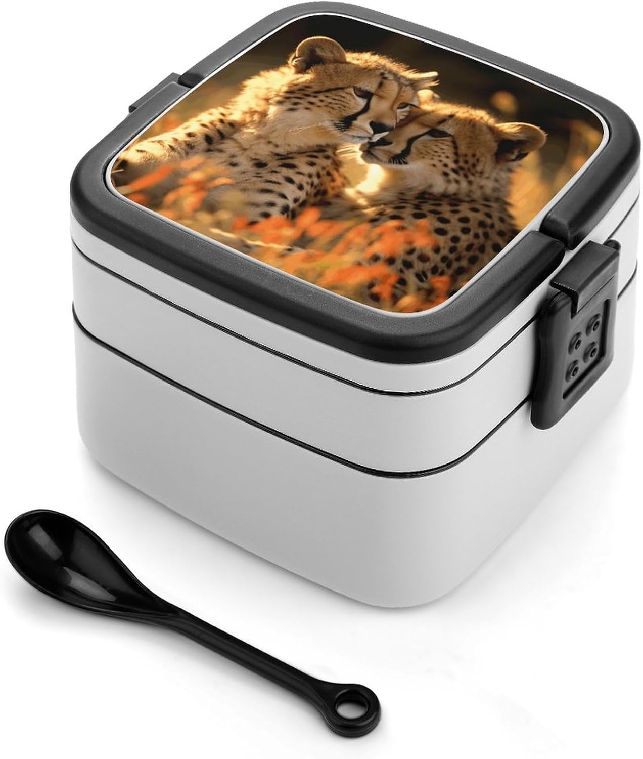 Adults Lunch Box Adult Bento Box Stackable Bento Box BPA-Free Cheetah Love Lunch Box Food Container Ideal for Meal Prep, Work, And On The Go