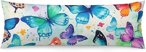 Funda de almohada de cuerpo de mariposas de acuarela colorida, 21 x 54 pulgadas, regalo para amantes de las mariposas, lavable a máquina con Funda de almohada de cuerpo de mariposas de acuarela colorida, 21 x 54 pulgadas, regalo para amantes de las mariposas, lavable a máquina con