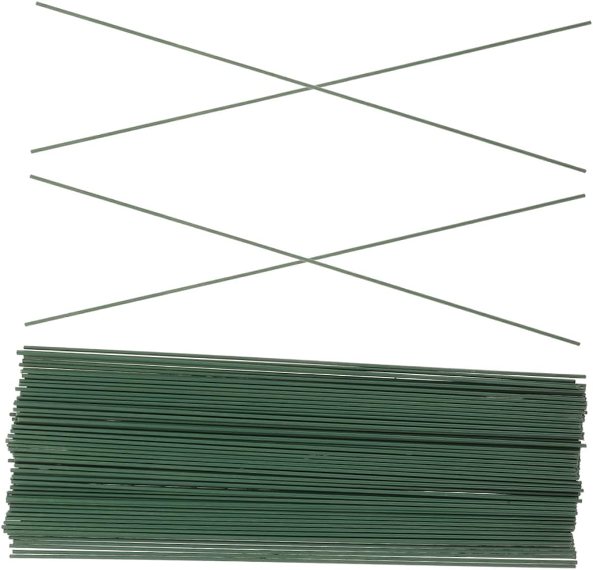 MOKKHNB 60pcs Green Floral Stem Wire for DIY Crafts Bouquets Wreaths Floral Arrangements Durable Faux Flower Stems for Home and Wedding Decor