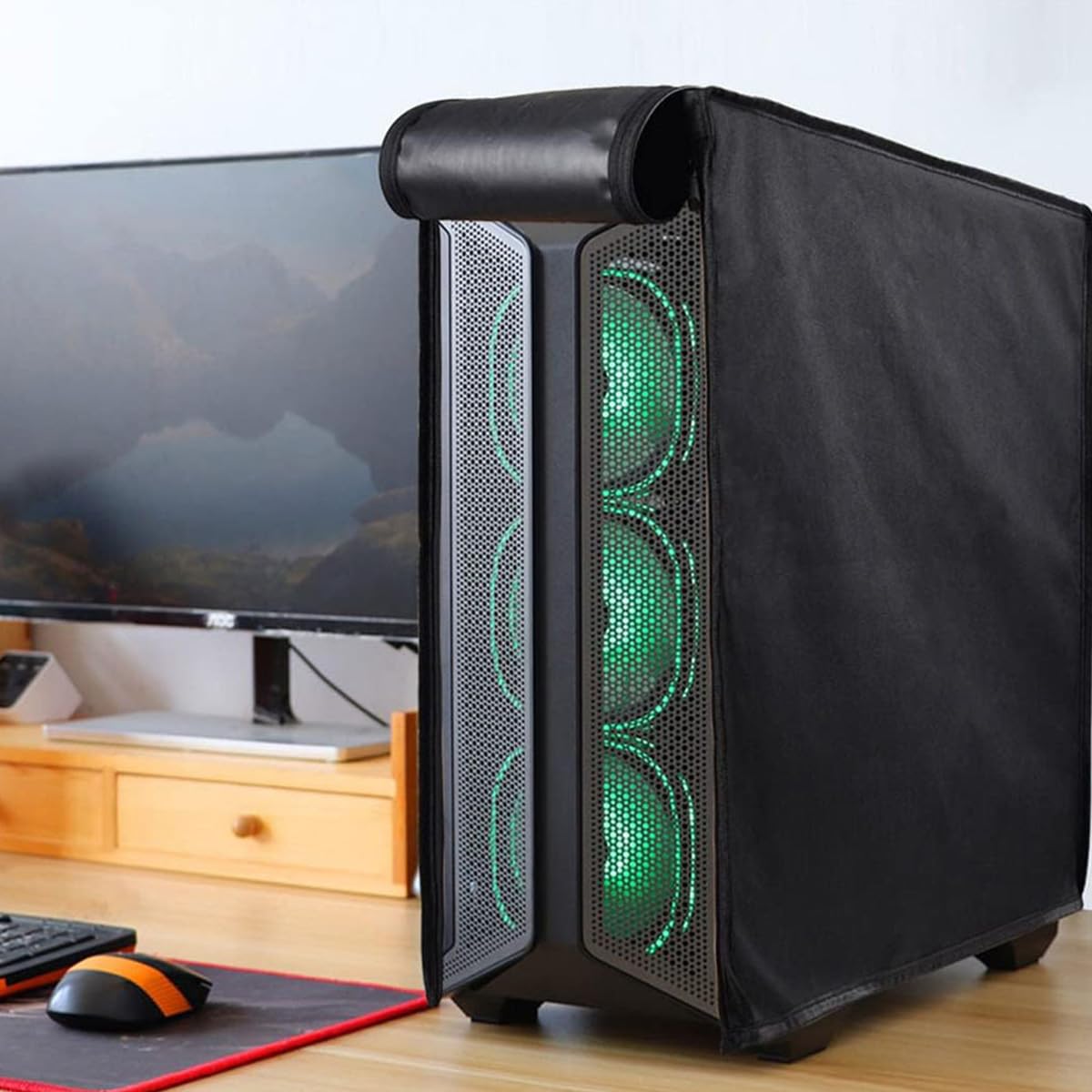 PC Computer CPU Dust Cover, wodoodporna obudowa ochronna Mid-Tower, PC Host Dust Cover, pełna obudowa z zamkiem błyskawicznym Host Dustproof Cover All Around 62x26x52cm