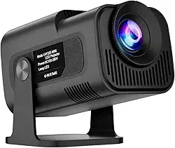 Salange Projetor HY320 FHD 1080P Suporte 4K, 12,000 LUX, Android 11 WiFi 6 BT 5.2, Rotativo 180°, Auto Correccao Trapezoide, Mini Projetor Portatil para Celular/TV Stick/PC (BR Plug)